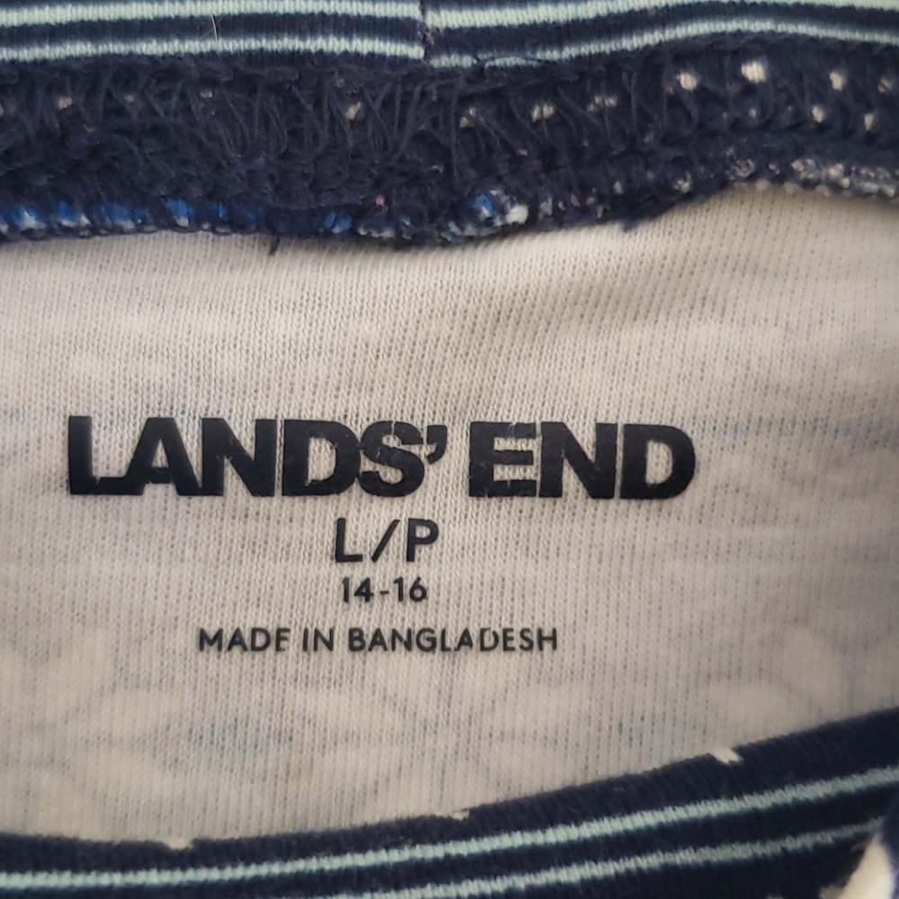 Lands' End Women's Blue White Floral Striped Top - Picture 5 of 9